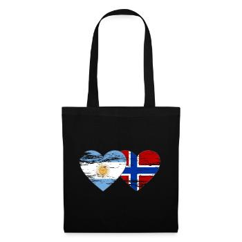 Argentine Norvège drapeau coeur utilisé - Sac en tissu - noir - Devant