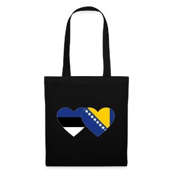 Estonia Bosnia Flag Heart - Tote Bag - black - Front