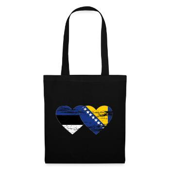 Estonia Bosnia flag heart used - Tote Bag - black - Front