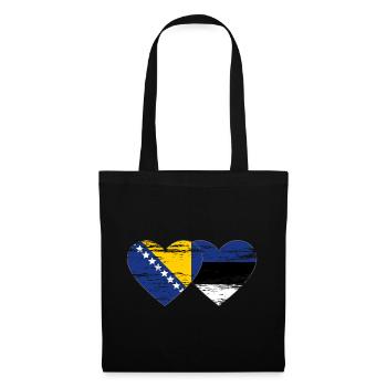 Bosnie Estonie drapeau coeur utilisé - Sac en tissu - noir - Devant