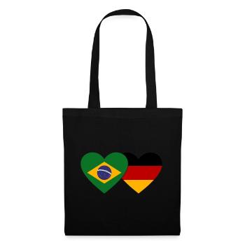 Brésil Allemagne Drapeau Coeur - Sac en tissu - noir - Devant