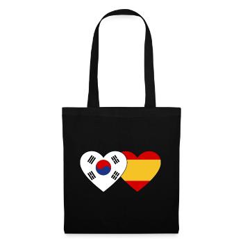South Korea Spain Flag Heart - Tote Bag - black - Front