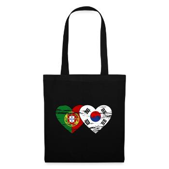 Portugal Corée du Sud Drapeau Coeur Utilisé - Sac en tissu - noir - Devant