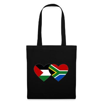 Palästina Südafrika Flagge Herz - Stoffbeutel - Schwarz - Vorne