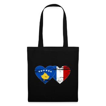 Kosovo France drapeau coeur utilisé - Sac en tissu - noir - Devant