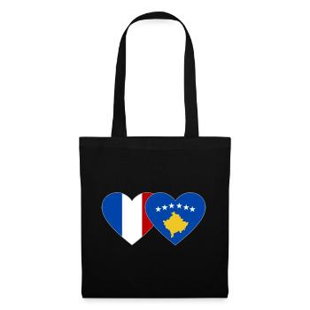 France Kosovo Drapeau Coeur - Sac en tissu - noir - Devant