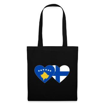 Kosovo Finnland Flagge Herz - Stoffbeutel - Schwarz - Vorne