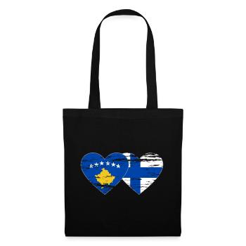 Kosovo Finland flag heart used - Tote Bag - black - Front