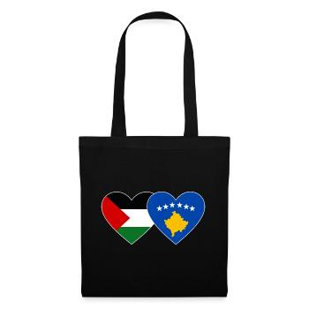 Palestine Kosovo Flag Heart - Tote Bag - black - Front