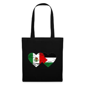 Mexico Palestine Flag Heart Used - Tote Bag - black - Front