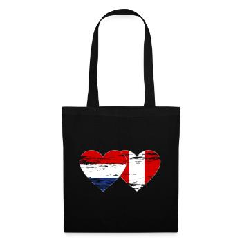 Hollande Pérou drapeau coeur utilisé - Sac en tissu - noir - Devant