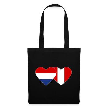 Holland Peru Flagge Herz - Stoffbeutel - Schwarz - Vorne