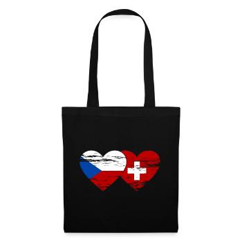 République Tchèque Suisse Drapeau Coeur Utilisé - Sac en tissu - noir - Devant