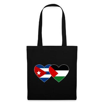 Cuba Palestine drapeau coeur - Sac en tissu - noir - Devant