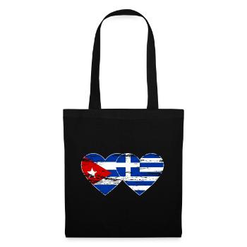 Cuba Grèce Drapeau Coeur Utilisé - Sac en tissu - noir - Devant