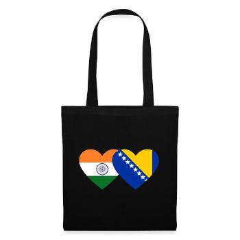 Inde Bosnie drapeau coeur - Sac en tissu - noir - Devant