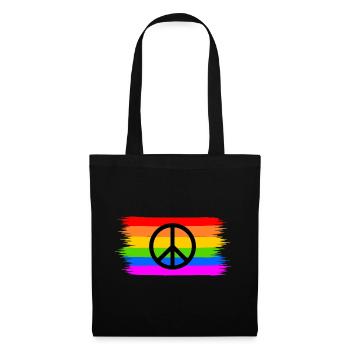 Peace Peacezeichen auf Regenbogenfahne regenbogen - Stoffbeutel - Schwarz - Vorne