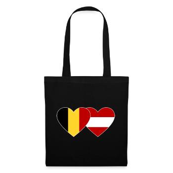 Belgium Austria Flag Heart - Tote Bag - black - Front
