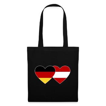Germany Austria Flag Heart - Tote Bag - black - Front
