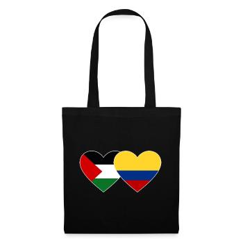 Palestine Colombia Flag Heart - Tote Bag - black - Front