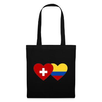 Switzerland Colombia Flag Heart - Tote Bag - black - Front