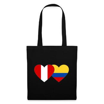 Peru Kolumbien Flagge Herz - Stoffbeutel - Schwarz - Vorne