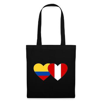 Kolumbien Peru Flagge Herz - Stoffbeutel - Schwarz - Vorne
