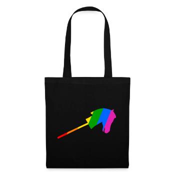 Stockpferdreiten im Regenbogen - Stoffbeutel - Schwarz - Vorne