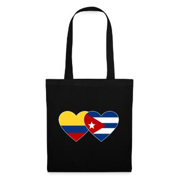 Colombia Cuba Flag Heart - Tote Bag - black - Front