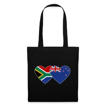 Südafrika Neuseeland Flagge Herz - Stoffbeutel - Schwarz - Vorne