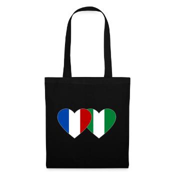 Drapeau France Nigeria Cœur - Sac en tissu - noir - Devant
