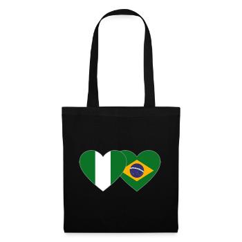 Drapeau du Nigeria Brésil Cœur - Sac en tissu - noir - Devant