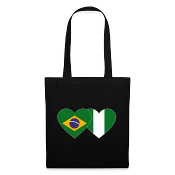 Brésil Nigeria Drapeau Coeur - Sac en tissu - noir - Devant