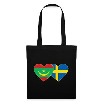 Mauritania Sweden Flag Heart - Tote Bag - black - Front