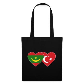 Mauritania Turkey Flag Heart - Tote Bag - black - Front