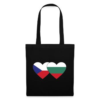 Tschechien Bulgarien Flagge Herz - Stoffbeutel - Schwarz - Vorne