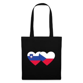 Slovénie République tchèque Drapeau Coeur - Sac en tissu - noir - Devant