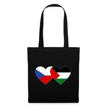 Tschechien Palästina Flagge Herz - Stoffbeutel - Schwarz - Vorne