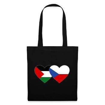 Palestine République tchèque Drapeau Coeur - Sac en tissu - noir - Devant