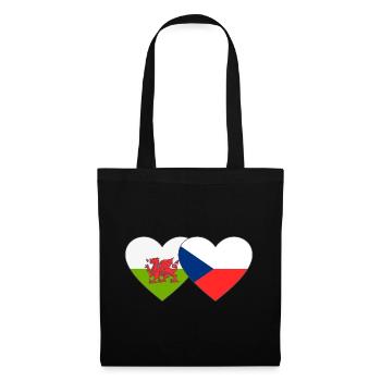 Pays de Galles République tchèque Drapeau Coeur - Sac en tissu - noir - Devant
