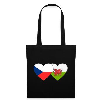 Drapeau de la République tchèque Pays de Galles Coeur - Sac en tissu - noir - Devant