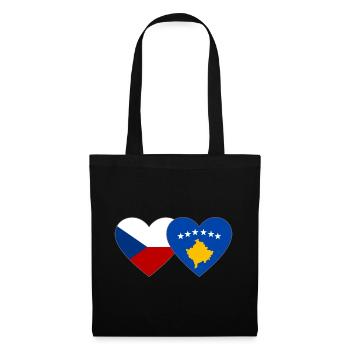Czech Republic Kosovo Flag Heart - Tote Bag - black - Front