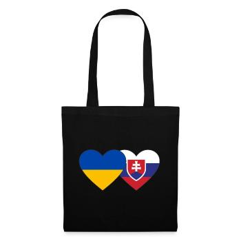 Ukraine Slowakei Flagge Herz - Stoffbeutel - Schwarz - Vorne