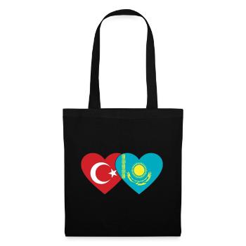 Turquie Kazakhstan Drapeau Coeur - Sac en tissu - noir - Devant