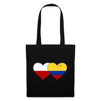 Pologne Colombie Drapeau Coeur Utilisé - Sac en tissu - noir - Devant