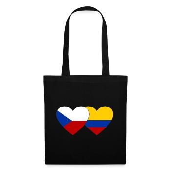 République tchèque Colombie Drapeau Coeur - Sac en tissu - noir - Devant