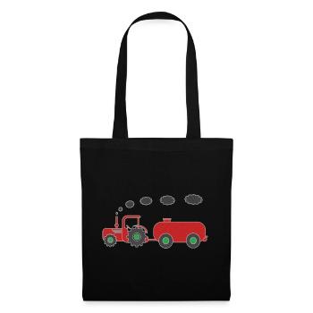 Funny tractor with tank for kids - Tote Bag - black - Front