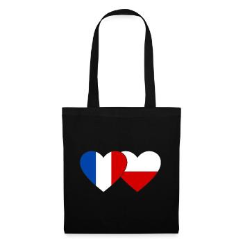 Frankreich Polen Flagge Herz - Stoffbeutel - Schwarz - Vorne