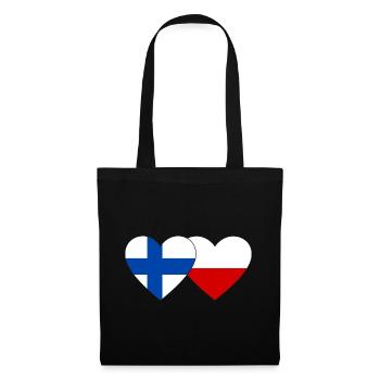 Finlande Pologne Drapeau Coeur - Sac en tissu - noir - Devant