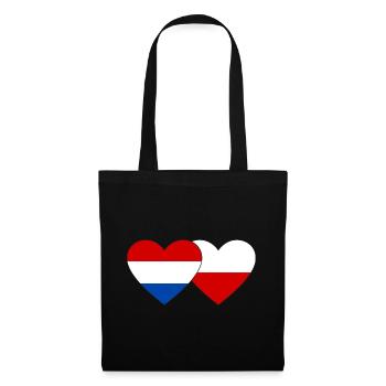 Holland Polen Flagge Herz - Stoffbeutel - Schwarz - Vorne
